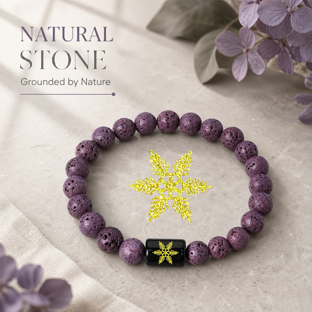 Golden Engraved Snowflake Beaded Bracelet